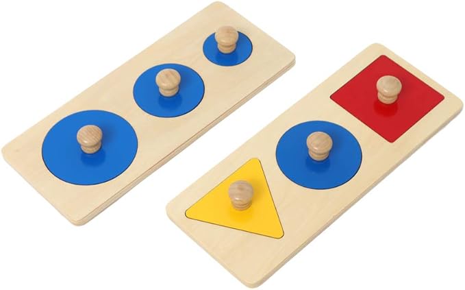 Montessori Multiple Shape Puzzle/Single Shape Puzzle First Puzzle for Toddler Jumbo Knob Wooden Puzzle Geometry Shape Puzzle Preschool Learning Material Shape & Color Sorter (Multiple Shape Puzzles)