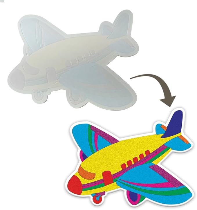 Toykraft Sand Art Kit, Toddler Craft for Kids 3 to 5, Peel and Stick Picture, Gift for Boys and Girls - Aircraft