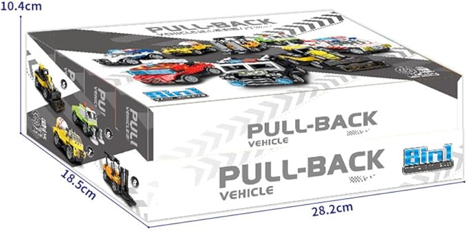 Pull Back Car Building Blocks Sets, Pull and Go, 3D Assembly Vehicles for Boys Building Block Car Toys Party Favor for Kids Age 6 7 8 9 10, 396 Pieces