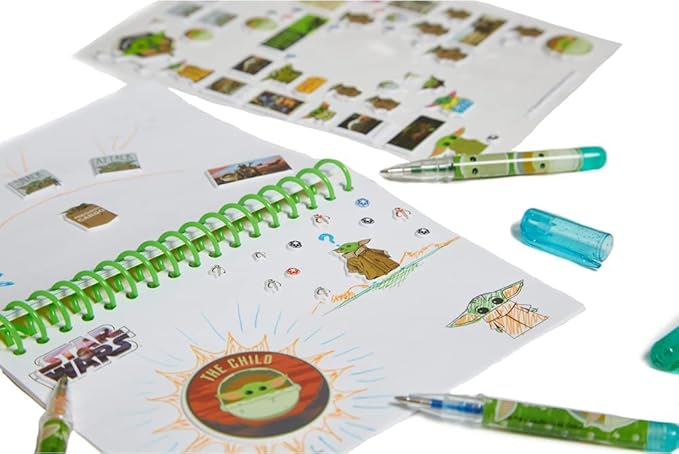 Star Wars Mandalorian Baby Yoda Coloring & Sticker Activity Set for Kids with Travel Carrying Case