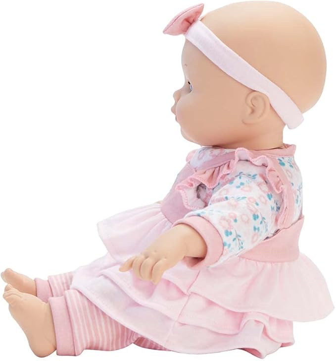 Madame Alexander 14-Inch Baby Cuddles Doll with Bottle, Pink Floral, Light Skin Tone