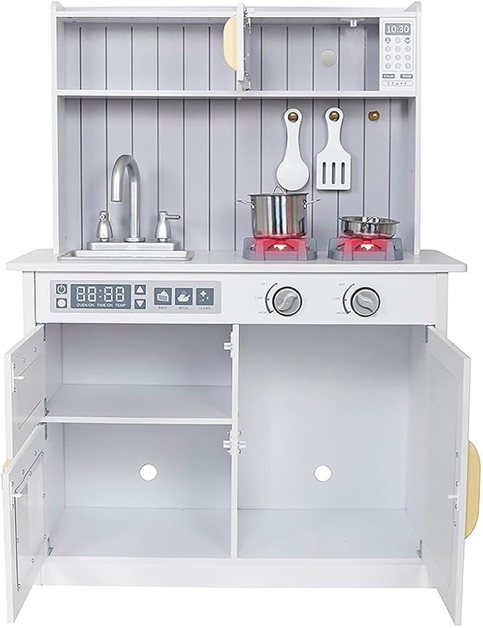 Kids Kitchen Playset,Children Play Kitchen for Toddler,Baby Toy Kitchen Set,Pretend Wooden Kitchen,Birthday Gifts with Play Sink Toy,Lights Sounds, Cooking Set for Kids Ages 1+Boys Girls