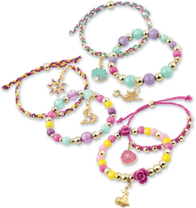 Make It Real Disney Princess Crystal Dreams Jewelry Kit - DIY Bead & Charm Bracelet Set with Swarovski Crystals, Includes Supplies & Exclusive Princess Book - Create 6 Bracelets, Ages 8
