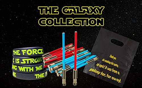 L LIFETIME Party Favor Plastic Goodie Bags with Handles- Theme Birthday Supplies Gift Bag for Kids and Adults – Galaxy (24 Pack)