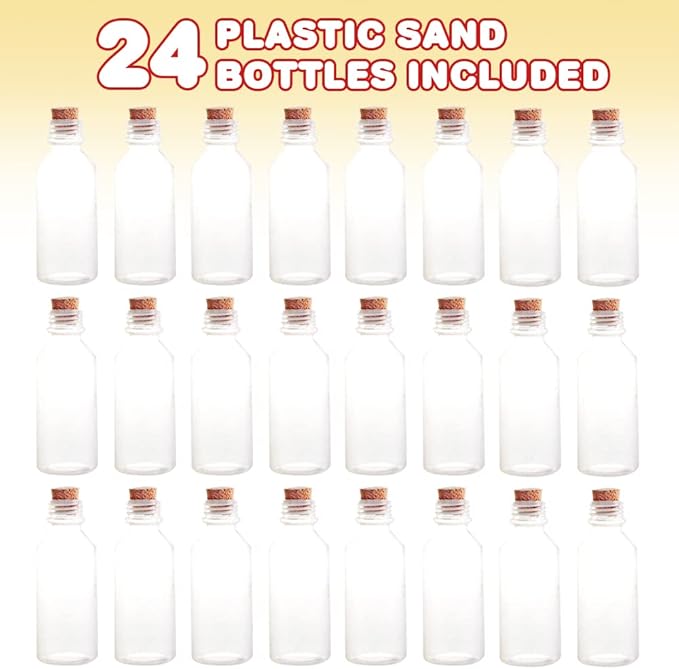 ArtCreativity Plastic Sand Art Bottles with Corks - Pack of 24-2oz Clear Containers for Sand Art, Message in a Bottle, Wedding Invitations, Fun Arts and Crafts Supplies for Kids - Sand not Included…