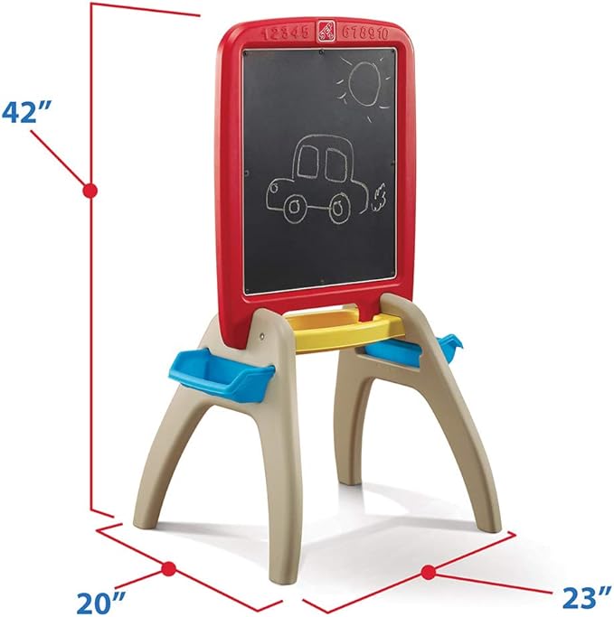Step2 All Around Easel for Two, Kids Activity Table, Double-Sided Art Board, Made of Durable Plastic, Includes 94-Piece Soft Foam Magnets, For Toddlers 3+ Years Old