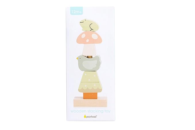Pearhead Woodland Wooden Stacking Toy, Interactive Stackable Montessori Learning Toy, Building Game for Kids, Early Developmental Toys for Babies and Toddlers, 1+ Year, FSC Certified
