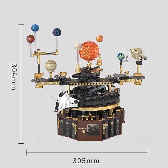 Electric Solar System Planetary Instrument Building Blocks,Space Exploration Series with LED,Rotatable Educational Toys for Science Experiments(1098 Pcs)