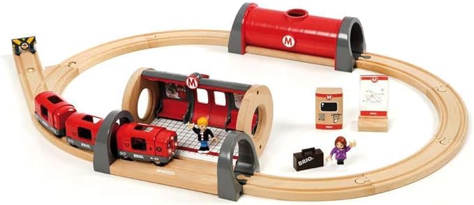Brio - 33513 Metro Railway Set | Dynamic 20 Piece Wooden Train Set with Interactive Accessories | Perfect for Kids Ages 3 and Up | Fosters Creativity and Motor Skills