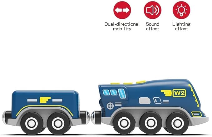 Battery Operated Action Locomotive Train (Magnetic Connection)- Powerful Engine Bullet Train Compatible with Thomas, Brio, Chuggington Wooden Train Set and Tracks- Toys Car for Toddlers