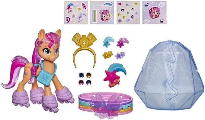 My Little Pony: A New Generation Movie Crystal Adventure Sunny Starscout - 3-Inch Orange Pony Toy, Surprise Accessories, Bracelet, Kids Easter Basket Stuffers (Accessory Colors May Vary)