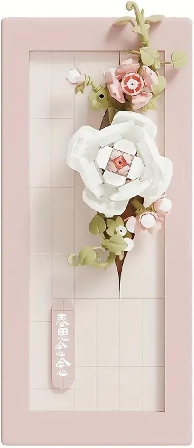 Painting Wall-Hangable Four Seasons Flowers Idea Frame Building Blocks, Wall-Hangable Wall Art Flower Frame Series, Lily、Orchid and Rose, Compatible with Lego 630 Building Accessory (185 PCS)