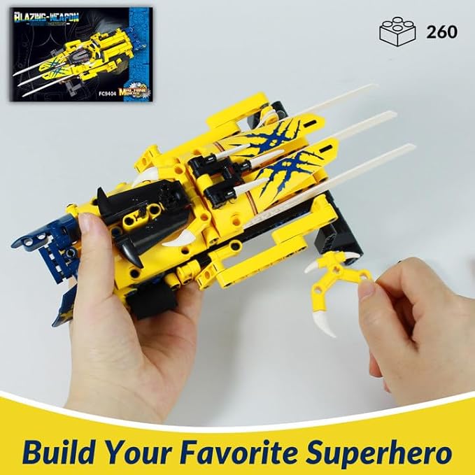 Wolver Claw Building Toys for Kids Ages 6 and Up - Kids Role Play Toys with Simulate Flexible Claw - 260pcs Super Hero Building Blocks Elements for Play and Display