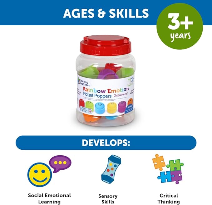 Rainbow Emotions Fidget Poppers Classroom Set