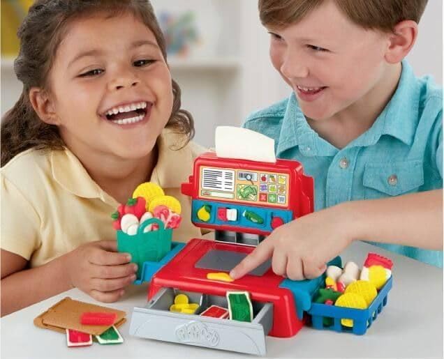 Play-Doh Cash Register Toy for Kids 3 Years and Up with Fun Sounds, Play Food Accessories, and 4 Non-Toxic Colors