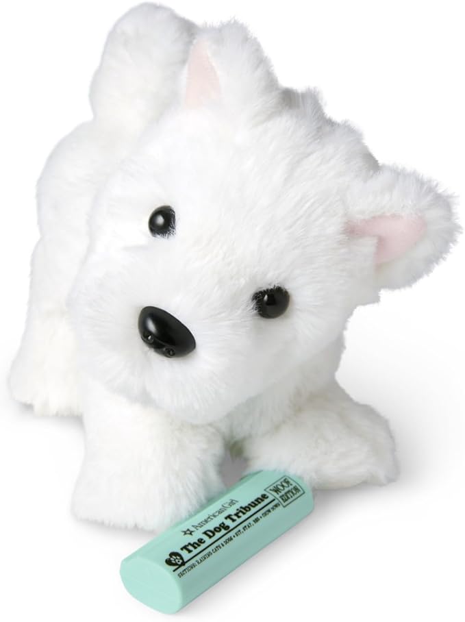 American Girl Coconut Chip White Dog for 18-inch Dolls plus Pet Accessories