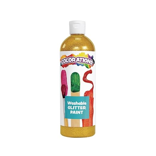 Colorations-CGPGO Washable Glitter Paint, 16 fl oz, Gold, Non Toxic, Vibrant, Bold, Kids Paint, Craft, Hobby, Fun, Art Supplies