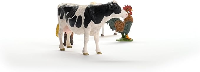 Schleich Farm World - Starter Set, Includes 4 x Collectible Toy Farm Animals, Cow, Sheep, Donkey Foal and Rooster Farm Animal Toys for Kids Ages 3+