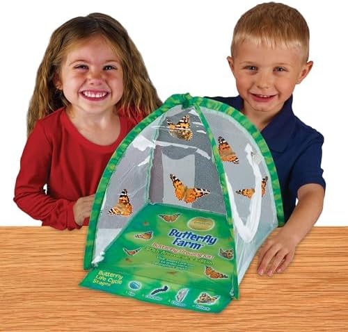 Insect Lore Butterfly Farm™ | Butterfly Kit with Live Cup of Caterpillars | 5 Caterpillars, Reusable Habitat, STEM Butterfly Journal & More