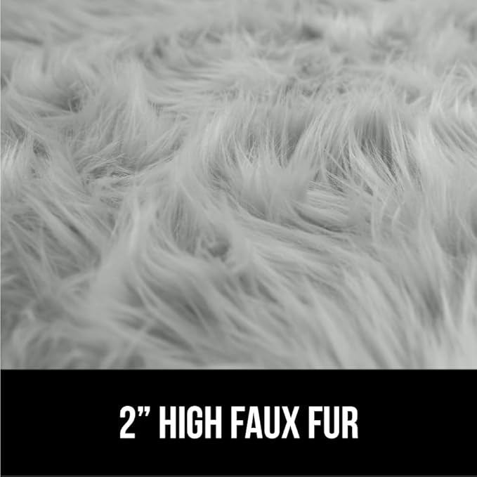 Gorilla Grip Fluffy Faux Fur Rug, Machine Washable Soft Furry Area Rugs, Rubber Backing, Plush Floor Carpets for Baby Nursery, Bedroom, Living Room Shag Carpet, Luxury Home Decor, 5x7, Light Gray