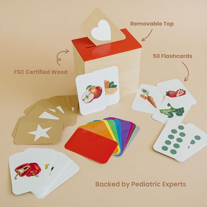 Learn & Drop Toddler Toy, Montessori Learning Games, 50 Preschool Flashcards for Toddlers 1-3, Learning Resources, Toddler Toys 2-3, Sight Word Flash Cards, Kindergarten Classroom Must Haves