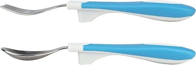 Dr. Brown's Designed to Nourish Soft-Grip Spoon and Fork Set,Blue & White