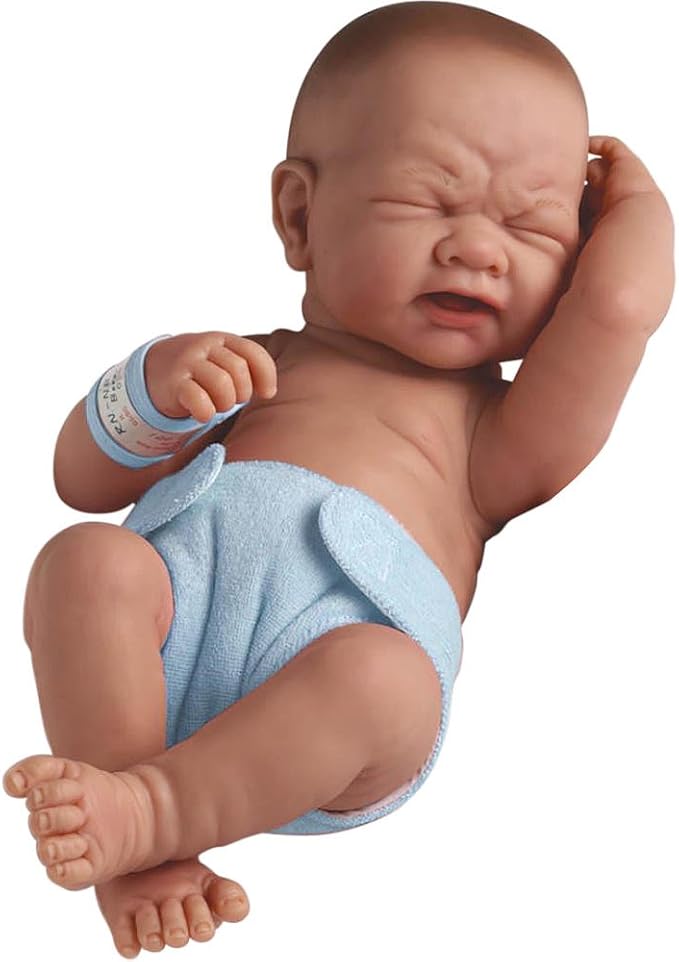 La Newborn Boutique - Realistic 14" Anatomically Correct Real Boy Baby Doll – All Vinyl “First Tear” Designed by Berenguer – Made in Spain