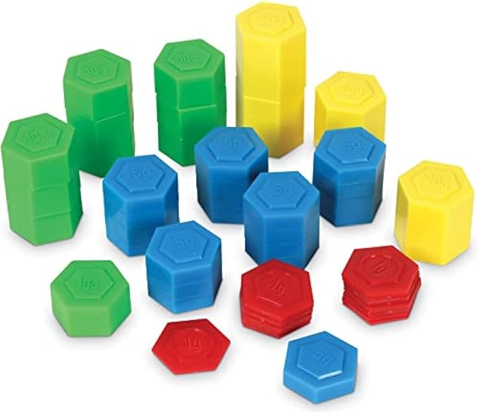 Learning Resources Hexagram Weights - Set of 54 Pieces, Ages 8+ Math Teacher Supplies, Math Learning Tools, Math Games for Kids