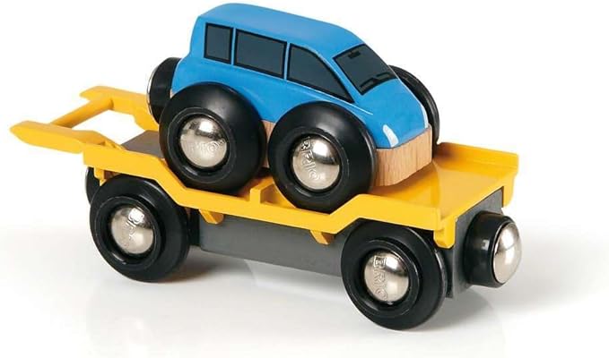 BRIO World 33577 - Car Transporter - 2 Piece Wooden Toy Train Set | Child's Imagination Igniter | FSC Certified | Ideal for Kids Ages 3+