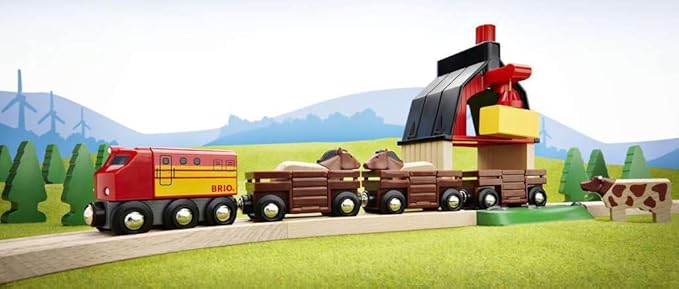 BRIO 33719 Farm Railway Playset – Interactive Toy Train Set for Kids | FSC-Certified Wood | Expandable Tracks | Promotes Skill Development