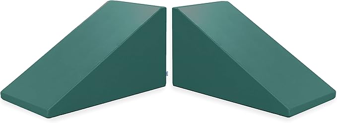 Foamnasium Mega Wedge Set, Indoor Foam Playset, 2 Piece Soft Toddler and Active Kids Play Foam Climber for Crawling, Climbing, Sliding and Jumping, Made in The US, Enhanced Emerald