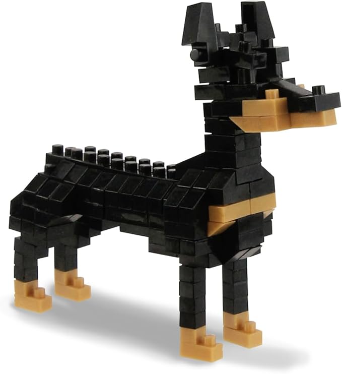 BOROLA Pet Dog Building Blocks Set Educational Toy Realistic Fun Animal Assembly Kit Toys Games(Doberman Pinscher Blocks)