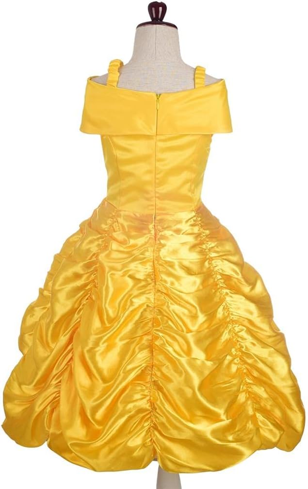 Dressy Daisy Girls' Princess Yellow Gold Ball Gown Birthday Party Fancy Dress Up Halloween Costume Size 3T-12
