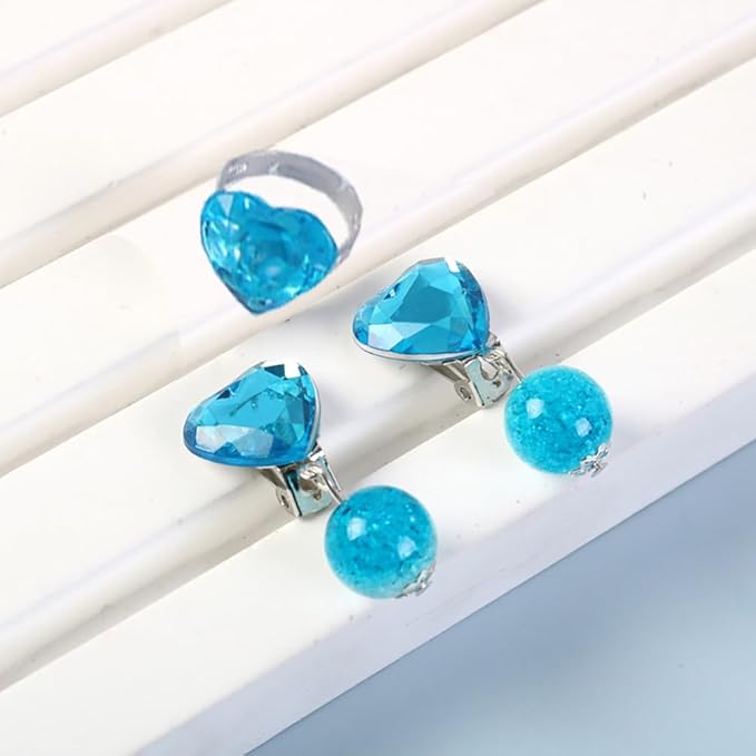 Princess Elsa Costume Dress up Accessories for Girls Cosplay Accessories Christmas Gifts Set Gloves Tiara Crown Necklace Wand (Blue02)