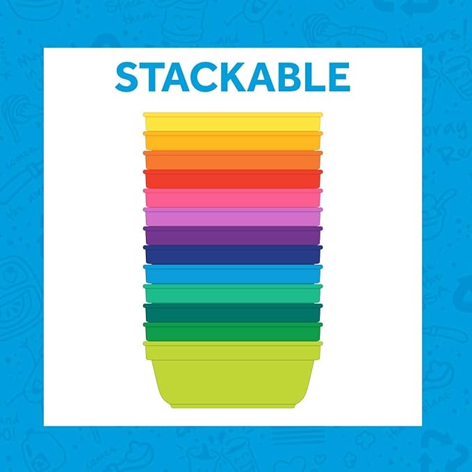 Re-Play Made in USA 12 Oz. Reusable Plastic Bowls, Pack of 3 Without Lid - Dishwasher and Microwave Safe Bowls for Snacks and Everyday Dining - Toddler Bowl Set 5.75" x 5.75" x 2", True Blue