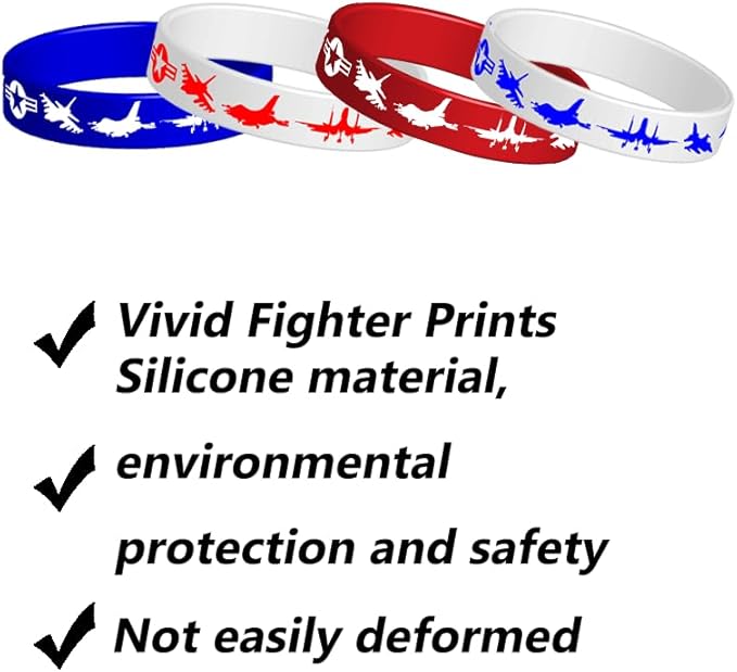 CupaPlay 24PCS Fighter Jet Silicone Rubber Bracelet Airplane Military Aircraft Plane Theme Party Favor Supply Decoration