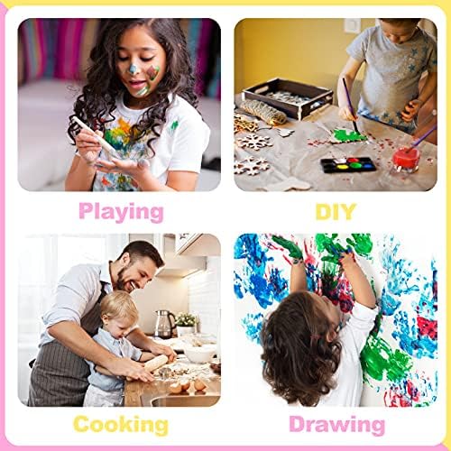 Kids Art Smocks, Painting Apron Artist Smock with Sleeve and 3 Pockets 2 Pack Black/White Set