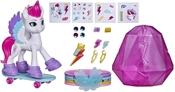 My Little Pony: A New Generation Movie Crystal Adventure Zipp Storm - 3-Inch White Pony Toy with Surprise Accessories, Friendship Bracelet