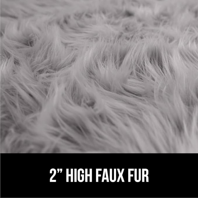 Gorilla Grip Fluffy Faux Fur Rug, 6x9, Machine Washable Soft Furry Area Rugs, Durable Rubber Backing, Plush Floor Carpets for Baby Nursery, Bedroom, Living Room Shag Carpet, Luxury Home Decor, Gray