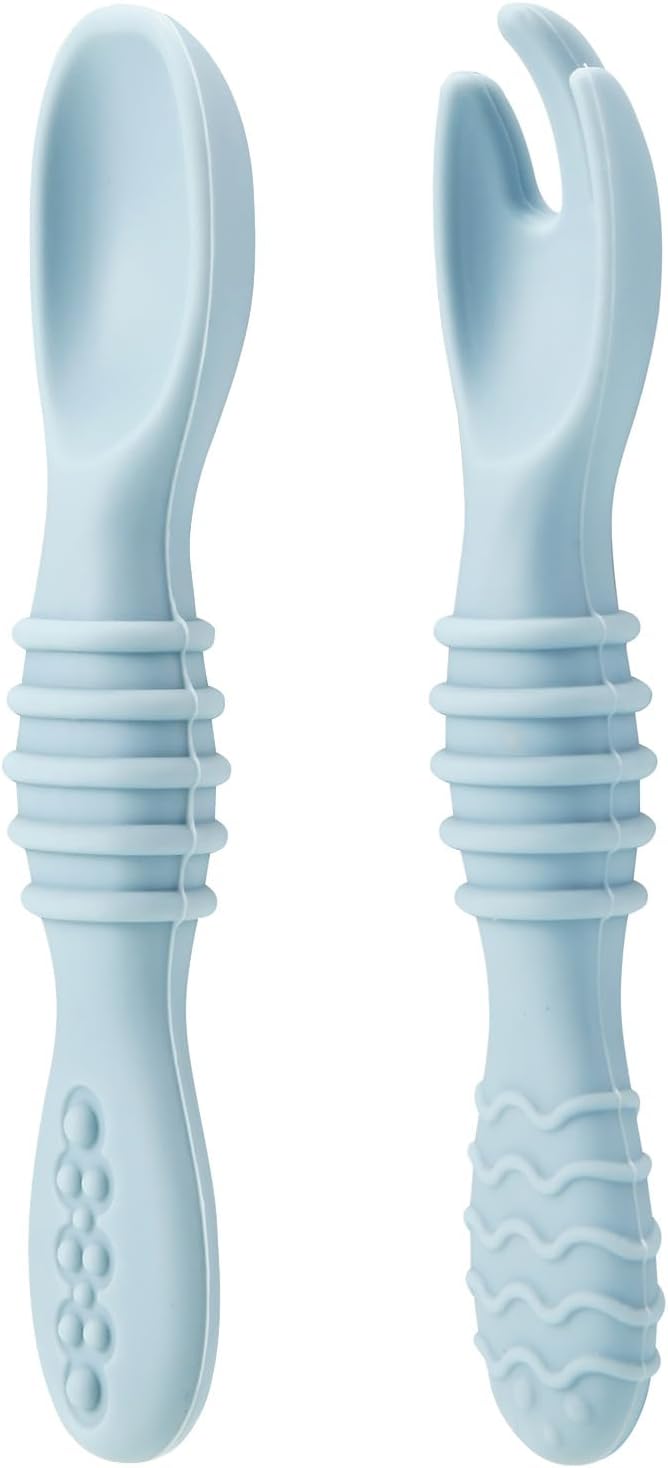 PandaEar 6 Pack Silicone Baby Spoons & Forks | Baby Feeding Set Self Feeding Utensils, Toddler Infant Feeding Spoon Forks BPA Free First Stage