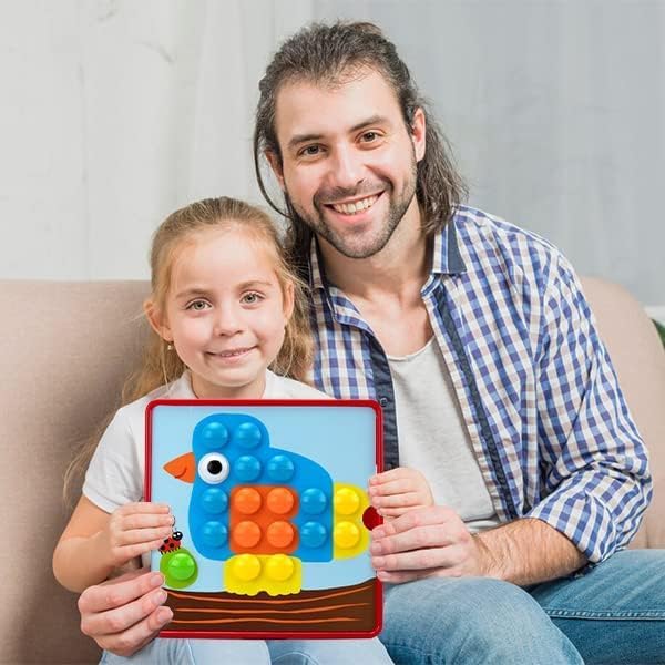 Button Art Toys for Toddlers, Crafts for Age 3-5, Early Educational Toys, Color Matching Puzzle, Fine Motor Skills Game, Preschool Learning Toys for Boys & Girls 3+