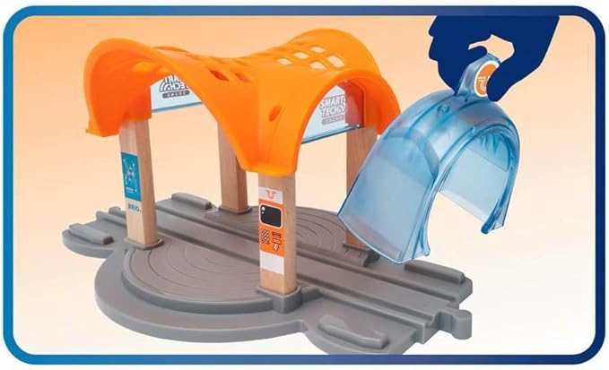 BRIO 33973 Smart Tech Sound Action Tunnel Station | Wooden Toy Train Set for Kids Age 3 and Up