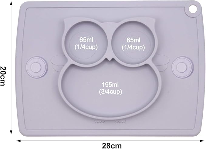 Qshare Toddler Plate, Portable Baby Plate for Toddlers and Kids, BPA-Free Strong Suction Plates for Toddlers, Dishwasher and Microwave Safe Silicone Placemat 11x8x1 inch