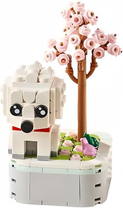 Dog Building Decoration Set Flower Bouquet Blocks- Mini Blocks Arts and Crafts for Kids Ages 6-12+, Home Decor Gifts for Him and Her, Adults(217 PCS)