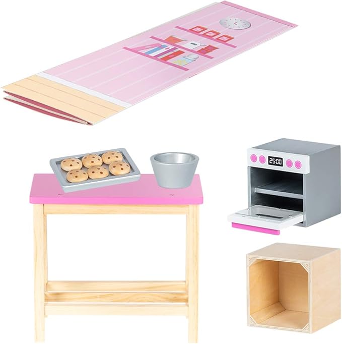 Adora Amazon Exclusive Amazing World Premium Quality Love to Bake Wooden Play Set with 20 Pieces Doll Accessories, Perfect Gift for Ages 6+