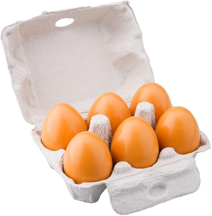 New Classic Toys Wooden Pretend Play Toy for Kids Six Wooden Eggs Cooking Simulation Educational Toys and Color Perception Toy for Preschool Age Toddlers Boys Girls