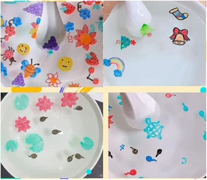 Magical Water Painting Pen Toy, Erasing Whiteboard Marker - A Watercolor Pen That Can Float in The Water, Magical Water Painting Pens Kit Set for Kids Teaching Drawing (8 Colors,with Spoon)