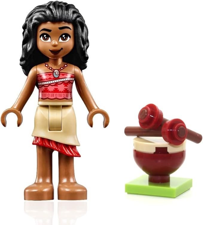 LEGO Disney Princess Minifigure - Vaiana (Moana) with Tan Skirt and Jungle Drum (12 Pieces)