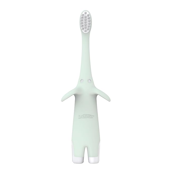 Dr. Brown's Infant-to-Toddler Toothbrush, Soft and Safe Baby Training Brush, Elephant, Mint, 0-3 years (Styles May Vary)