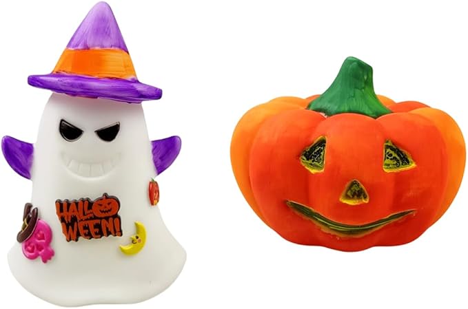 Pinkiwine 2 Pack Halloween Paint Your Own Pumpkin Ghost LED Night Lights Crafts Kit for Kids Boys Girls Halloween Toys Halloween Treat Bags Gifts Party Favors